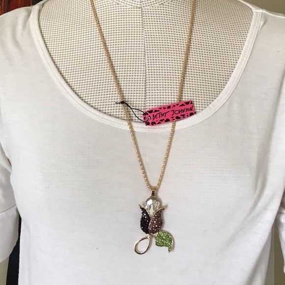 NWT Betsey Johnson Tulip Crystal Necklace - Picture 2 of 2